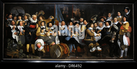 Van der Helst (1613-1670). Niederländischer Maler. Bankett von der Amsterdamer Schützengilde zur Feier des Friedens von Münster, 1648. Stockfoto
