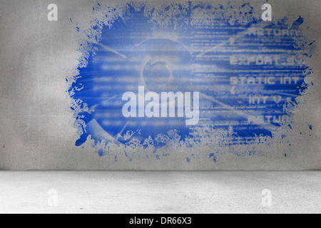 Spritzer auf Wand enthüllt Technologie Schnittstelle Stockfoto