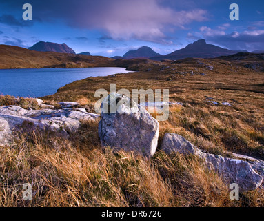 Ein Winter Blick auf Loch buine Moire, Sutherland, Schottland, UK Stockfoto