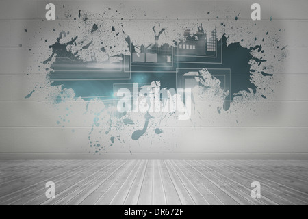 Spritzer auf Wand enthüllt Technologie Schnittstelle Stockfoto