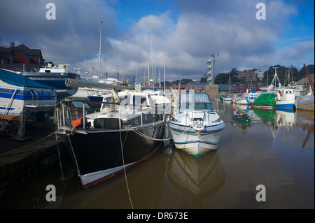 Exeter Schiff Kanal-Becken, Liegeplätze und Werft. Devon, UK Stockfoto