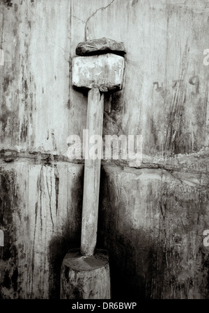 Einer abstrakten Detail der Altstadt in Jodhpur in Rajasthan in Indien in Südasien. Black And White Mono Monochrome Kunst Beobachtung Stockfoto