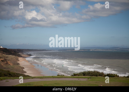 Zuvorkommend-on-Sea Strand von Cliffhanger-Café, dorset Stockfoto