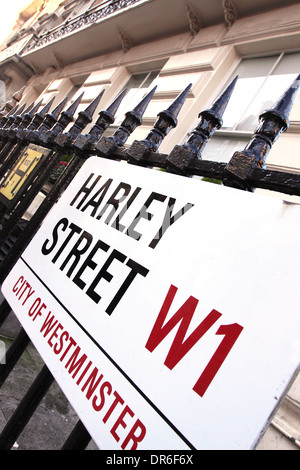 Harley Street London W1 Zeichen England UK Stockfoto