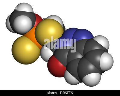 Azinphos-Methyl phosphororganischen Insektizid. Wirkt als Nervengift durch die Hemmung der Acetylcholinesterase. Stockfoto