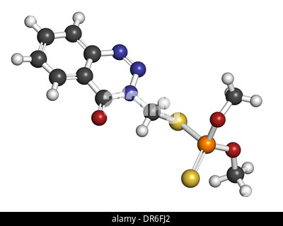 Azinphos-Methyl phosphororganischen Insektizid. Wirkt als Nervengift durch die Hemmung der Acetylcholinesterase. Stockfoto