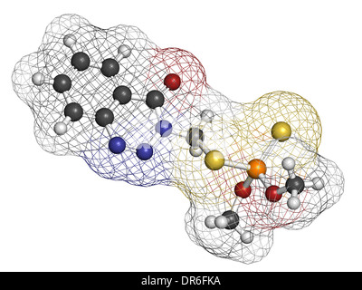 Azinphos-Methyl phosphororganischen Insektizid. Wirkt als Nervengift durch die Hemmung der Acetylcholinesterase. Stockfoto