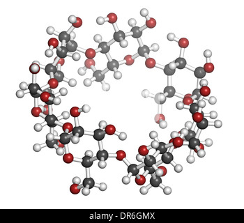 Beta-Cyclodextrin-Molekül. Pharma, Lebensmittel, desodorierende Produkte usw. eingesetzt. Bestehend aus Glukose-Molekülen. Stockfoto