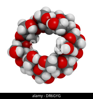 Beta-Cyclodextrin-Molekül. Pharma, Lebensmittel, desodorierende Produkte usw. eingesetzt. Bestehend aus Glukose-Molekülen. Stockfoto