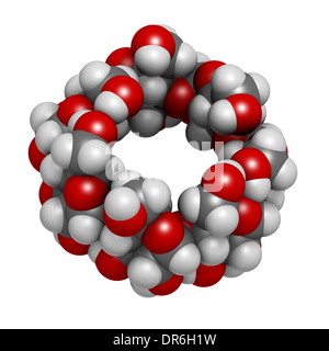 Beta-Cyclodextrin-Molekül. Pharma, Lebensmittel, desodorierende Produkte usw. eingesetzt. Bestehend aus Glukose-Molekülen. Stockfoto