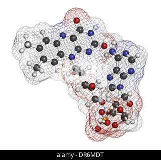 Flavin-Adenin-Dinucleotide (FAD) Redox Coenzym Molekül. Atome werden als Kugeln mit konventionellen Farbkodierung dargestellt. Stockfoto
