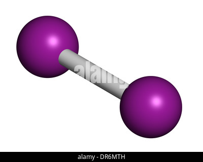 Iod (I2) Molekül. Lösungen von elementarem Jod werden als Desinfektionsmittel verwendet. Stockfoto