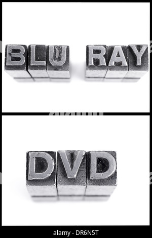 BluRay und dvd zu unterzeichnen, in Druckbuchstaben Stockfoto