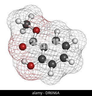 Methyl Salicylat (Wintergreen Öl) Molekül. Fungiert als Rubefacient. Als Aromastoff und Duft verwendet. Stockfoto