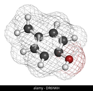 P-Cresol (Para-Cresol, 4-Methylphenol)-Molekül. Komponente der menschlichen Schweiß. Stockfoto