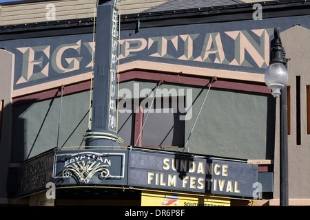 Ägyptischen Theater auf der Main Street in Park City, UT, während des Sundance Film Festival Stockfoto