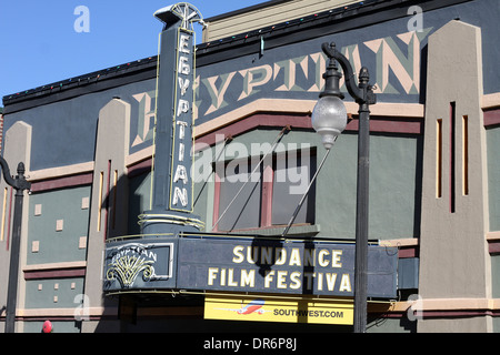 Ägyptischen Theater auf der Main Street in Park City, UT, während des Sundance Film Festival Stockfoto