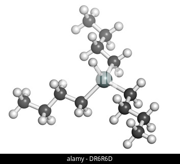 Tributyltin Hydride Molekül. Organozinn-Reagenz in der organischen Synthese verwendet. Atome werden als Kugeln dargestellt. Stockfoto