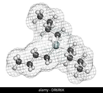 Tributyltin Hydride Molekül. Organozinn-Reagenz in der organischen Synthese verwendet. Atome werden als Kugeln dargestellt. Stockfoto