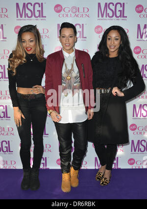 London, UK. 20. Januar 2014.  Stooshe erreichen die MediaSKIN NTA Gifting Lounge im Penthouse, 1 Leicester Square in London. Bildnachweis: Siehe Li/Alamy Live News Stockfoto