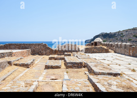 Aussätziger Kolonie Ruinen von Spinalonga in Kreta, Griechenland Stockfoto