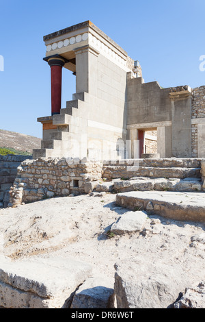 Bemerkenswerte Nordeingang des alten Palast von Knossos in Kreta, Griechenland Stockfoto