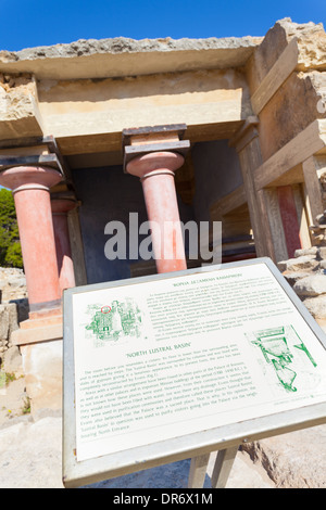 Detail einer Informationstafel im alten Palast von Knossos, Kreta, Griechenland Stockfoto