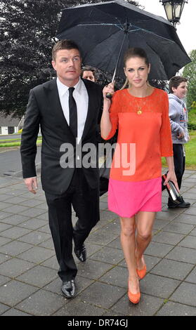 Brian O'Driscoll und Amy Huberman die Hochzeit des Modells Aoife Cogan und Rugby-Star Gordon d ' Arcy, statt auf St. Macartan Dom Monaghan, Irland - 06.07.12 Stockfoto