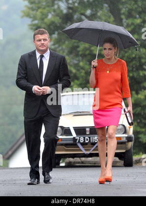 Brian O'Driscoll und Amy Huberman die Hochzeit des Modells Aoife Cogan und Rugby-Star Gordon d ' Arcy, statt auf St. Macartan Dom Monaghan, Irland - 06.07.12 Stockfoto