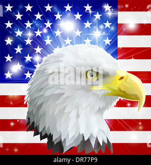 Eagle Amerika Liebe Herz Konzept mit und Weißkopfseeadler vor der amerikanischen Flagge Stockfoto