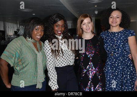 London, UK: Chizzy Akudolu, Kevin J und Dominique Moore besucht die MediaSKIN NTA Gifting Lounge im Penthouse, 1 Leicester Square in London, 20. Januar 2014 Credit: siehe Li/Alamy Live News Stockfoto