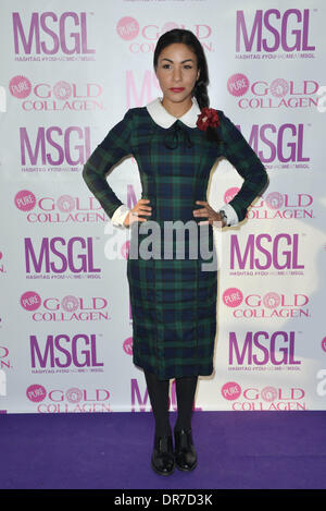 London, UK: Kathryn Drysdale betreut die MediaSKIN NTA Gifting Lounge im Penthouse, 1 Leicester Square in London, 20. Januar 2014 Credit: siehe Li/Alamy Live News Stockfoto