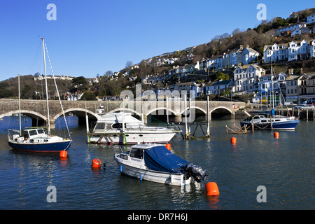 Yachten auf Fluß Looe, Cornwall Stockfoto