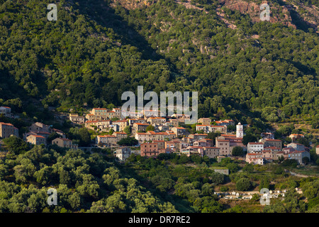 Berg Dorf Ota, Golo Tal, Corse-du-Sud, Korsika, Frankreich Stockfoto