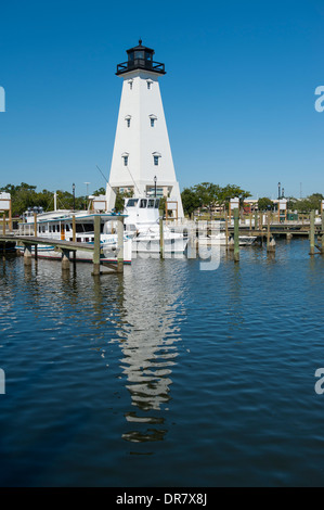 USA-Mississippi-Leuchtturm am Jones Park Marina in Gulfport MS Gulf Shores am Golf von Mexiko Stockfoto