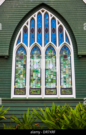 Fenster der Wai &#39; Oli Hui &#39; ia Kirche, Hanalei, Kauai, Hawaii, USA Stockfoto