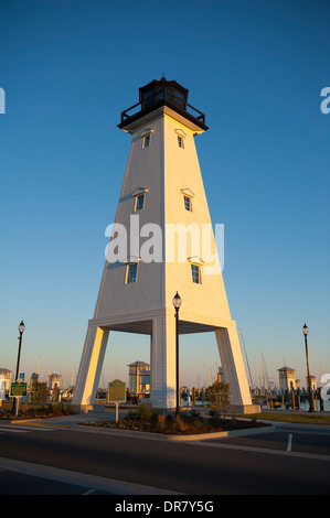 USA-Mississippi-Leuchtturm am Jones Park Marina in Gulfport MS Gulf Shores am Golf von Mexiko Stockfoto