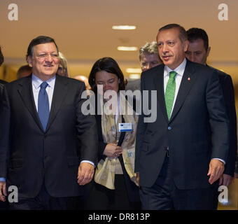 Ministerpräsidenten der Türkei Recep Tayyip Erdoğan mit der Präsident der Europäischen Kommission José Manuel Barroso Stockfoto