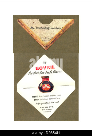 Werbung für Bovril, offene und geschlossene Stockfoto