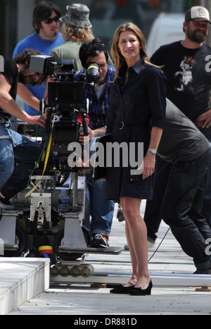 Der bereits pensionierte deutsche Tennisspielerin Steffi Graf während der Dreharbeiten einer Bannerwerbung in Palma De Mallorca im Jahr 2010. Stockfoto