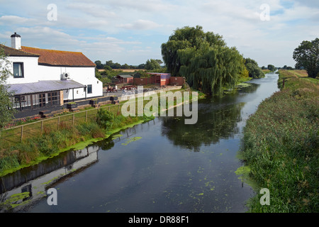 Der Fluss Ancholme in Brandy Wharf, Lincolnshire, England. Stockfoto
