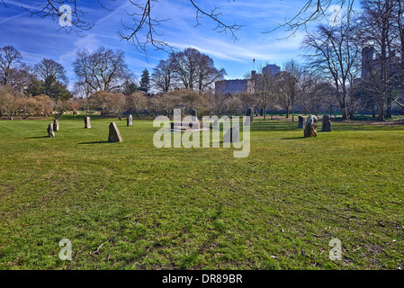 Die Gorsedd Stone Circle befindet sich in Coopers Field Bute Park, Cardiff, Südwales Stockfoto