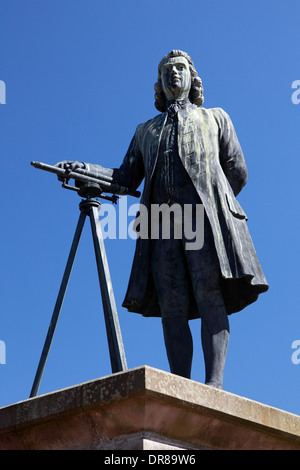 Eine Bronzestatue des großen Kanals Ingenieur James Brindley durch Caldon Kanal in Etrurien, Stoke-on-Trent Stockfoto