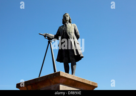 Eine Bronzestatue des großen Kanals Ingenieur James Brindley durch Caldon Kanal in Etrurien, Stoke-on-Trent Stockfoto