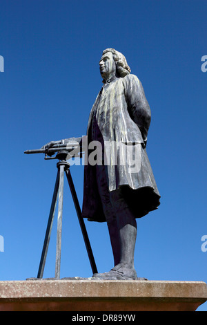 Eine Bronzestatue des großen Kanals Ingenieur James Brindley durch Caldon Kanal in Etrurien, Stoke-on-Trent Stockfoto