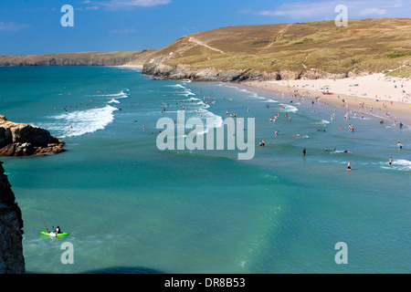 Perranporth, Dünenwanderungen Beach, North Cornwall, England, Vereinigtes Königreich, Europa. Stockfoto