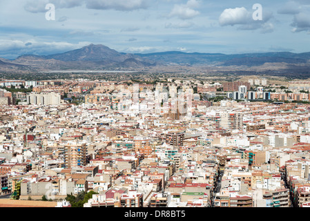 Blick über Alicante von Santa Barbara Burg, Costa Blanca, Spanien Stockfoto
