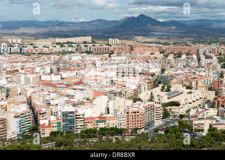 Blick über Alicante von Santa Barbara Burg, Costa Blanca, Spanien Stockfoto