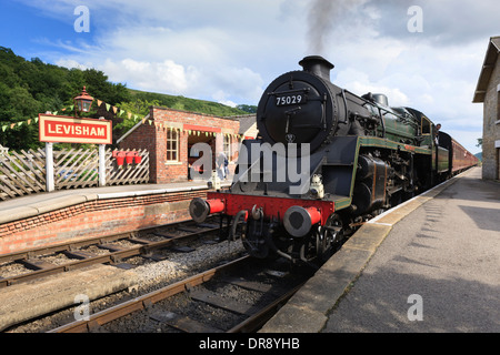 Bahnhof auf der North Yorkshire Moors Railway an Levisham Ryedale North Yorkshire England Stockfoto