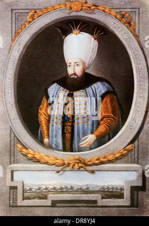 Türkische Ottoman Sultan Ahmed III (1673-1736) Porträtmalerei mit Turban Türkei Stockfoto